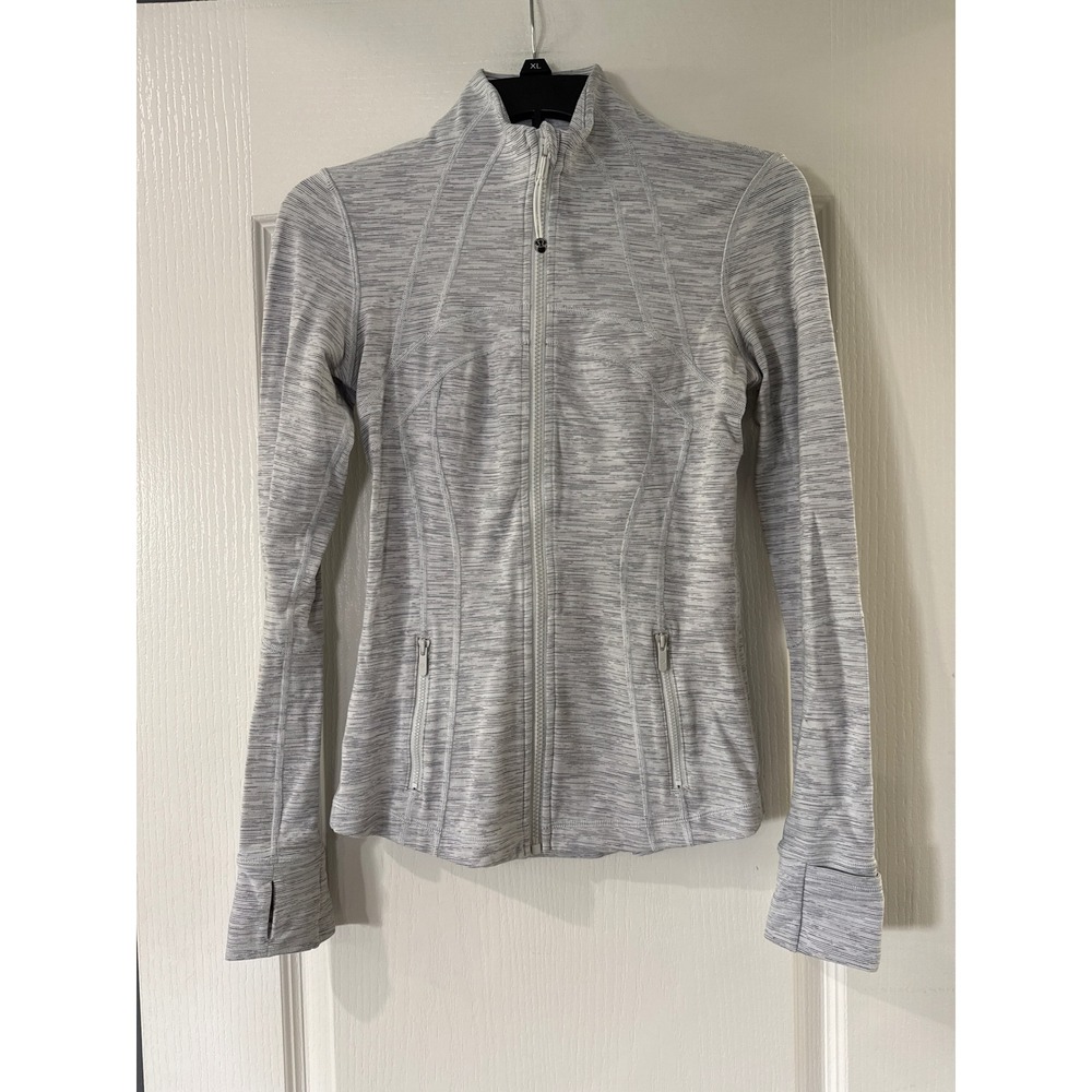 Lululemon Define Jacket Space Dye Grey White Full Zip‎ Yoga Workout Size 4